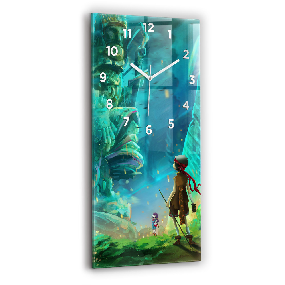 Horloge murale en verre rectangulaire Enfants dans une forêt