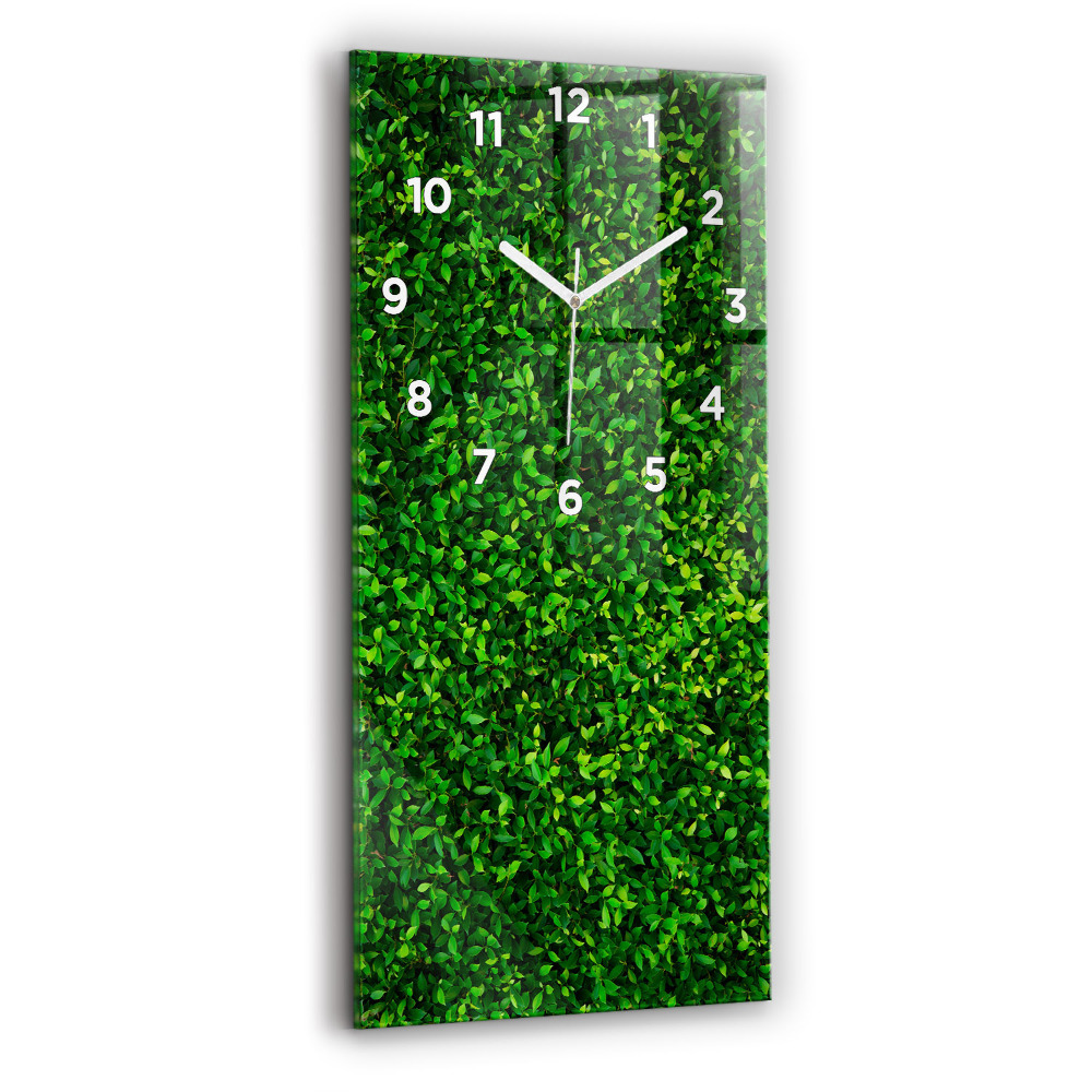 Horloge murale en verre rectangulaire Feuilles de haies