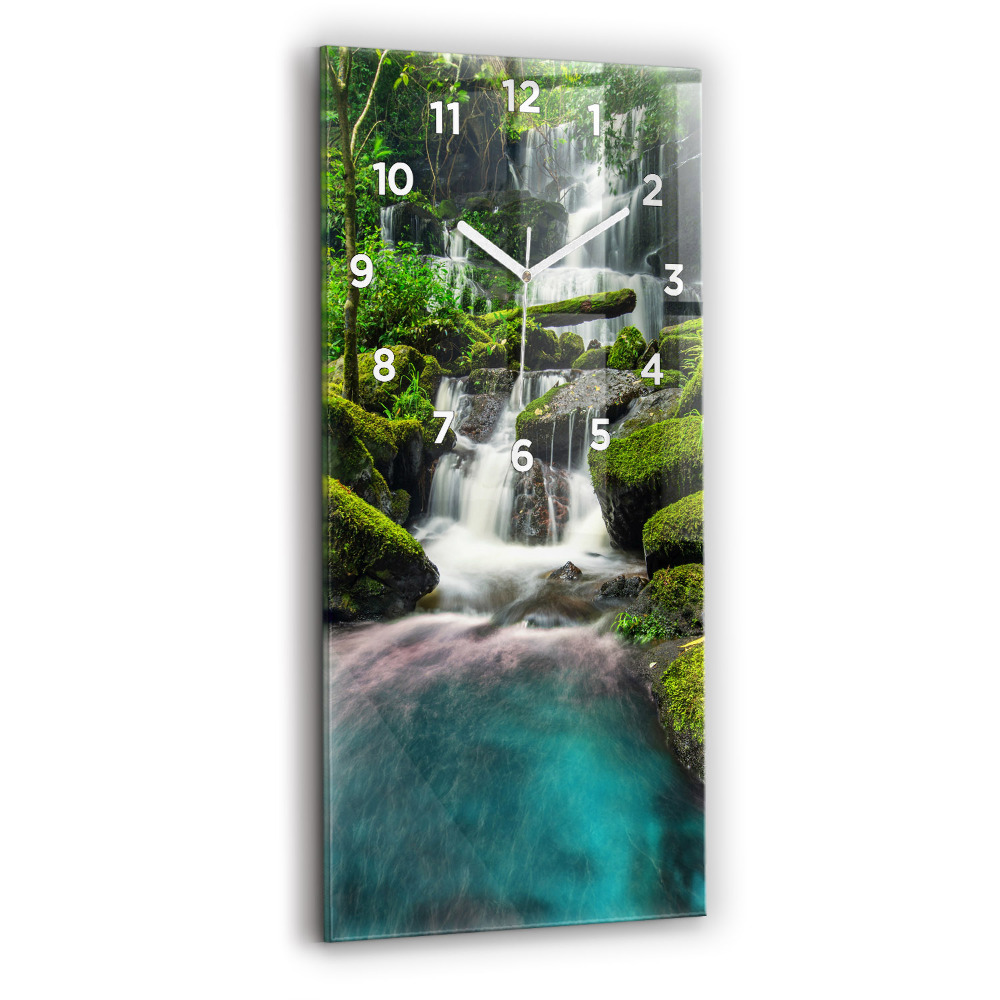 Horloge murale en verre rectangulaire Chute d'eau en Thaïlande