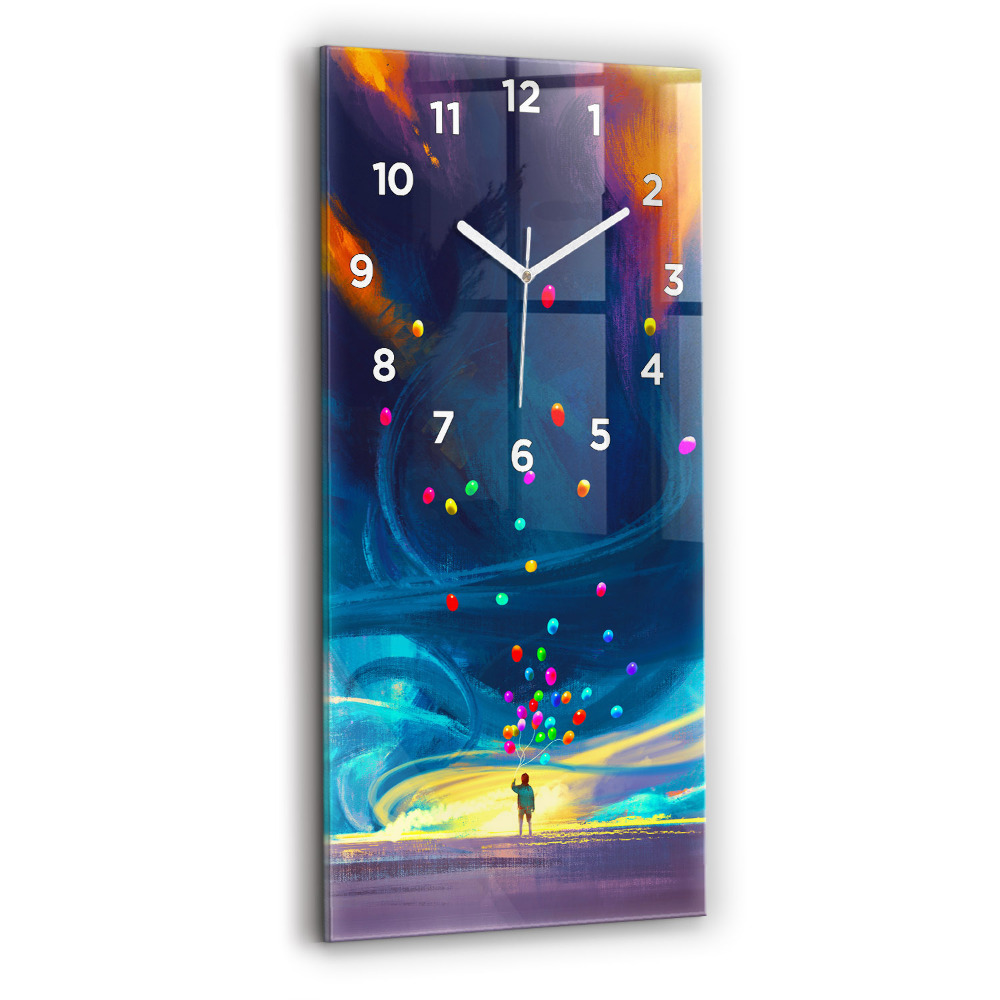 Horloge verticale en verre Enfant et ballons