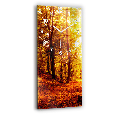 Horloge verticale en verre Paysage de forêt au soleil