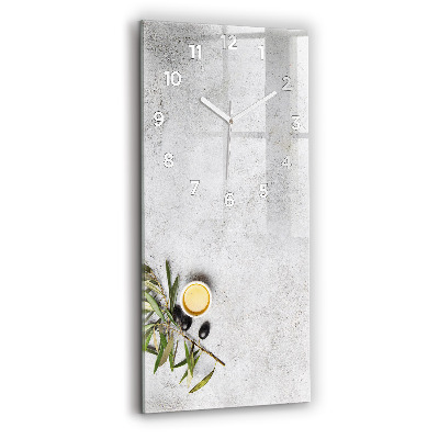Horloge murale verticale Olives minimalistes