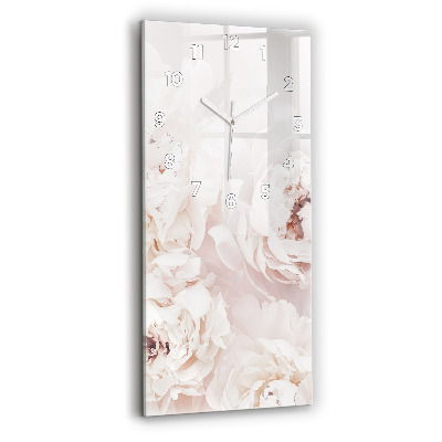 Horloge murale en verre rectangulaire Fleurs de pivoine