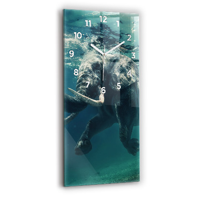 Horloge murale en verre rectangulaire Éléphant flottant dans l'océan