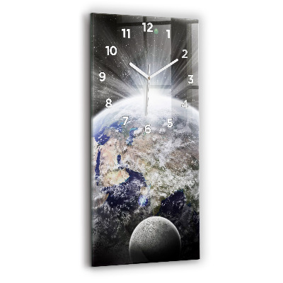 Horloge rectangulaire verticale Terre Lune Soleil