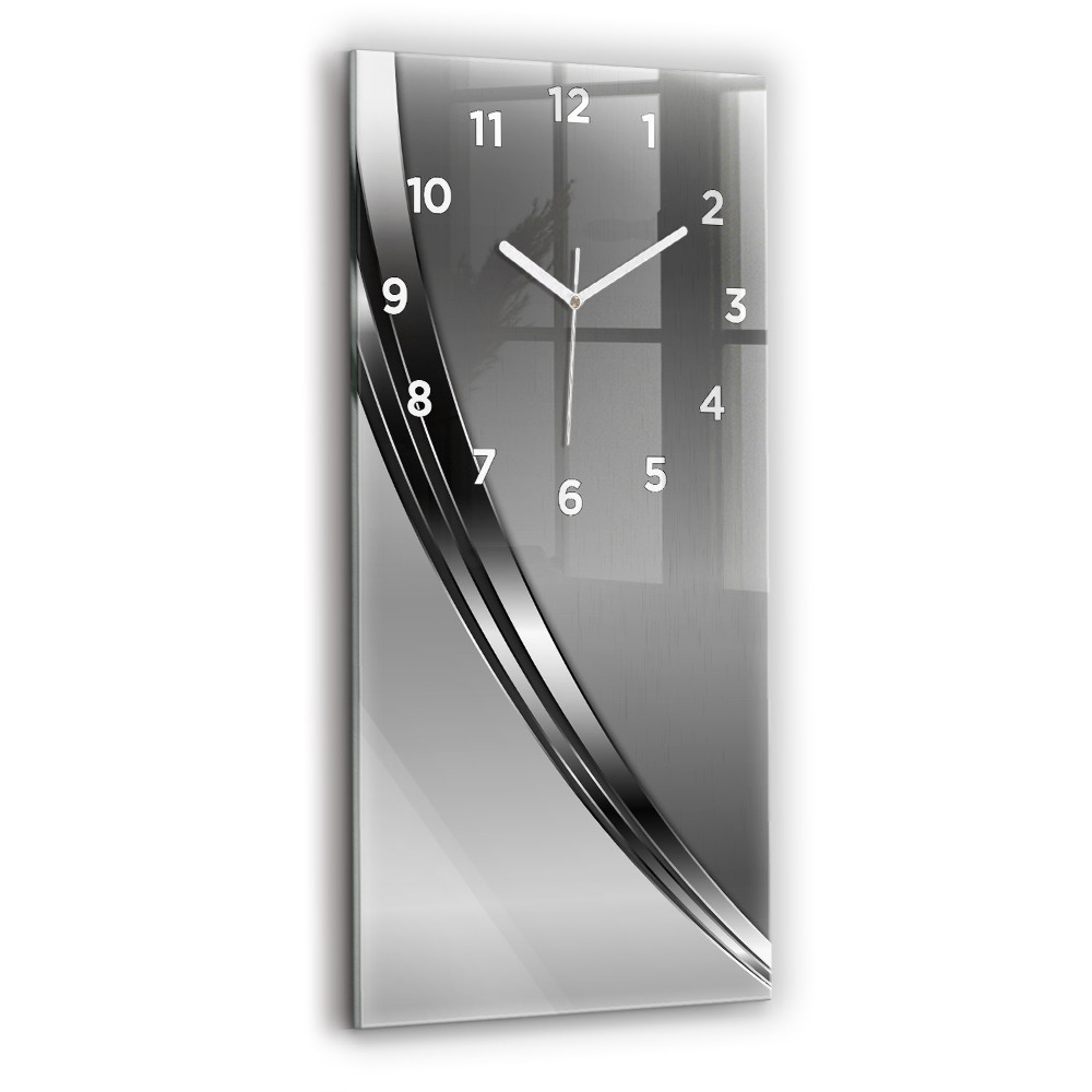 Horloge murale en verre rectangulaire Lignes argentées