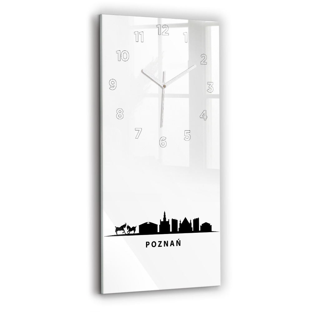 Horloge murale en verre rectangulaire Graphique de la ligne d'horizon de Poznan