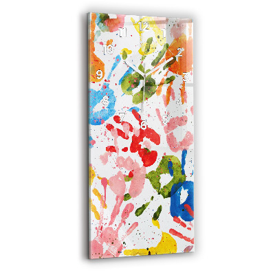 Horloge rectangulaire verticale Empreintes de mains d'enfants