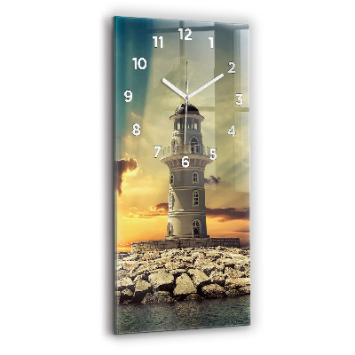 Horloge murale en verre rectangulaire Phare sur l'eau
