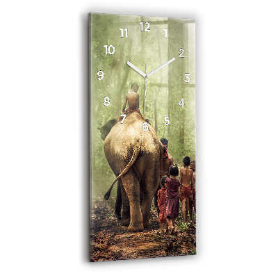Horloge rectangulaire verticale Enfants guidant un éléphant