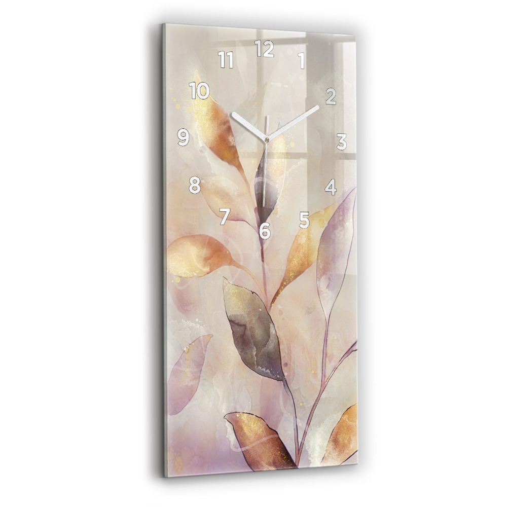Horloge verticale en verre Feuilles abstraites boho