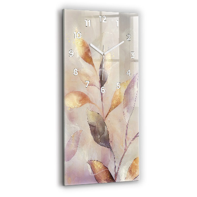 Horloge verticale en verre Feuilles abstraites boho