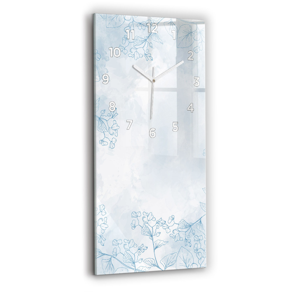 Horloge murale en verre rectangulaire Croquis de plantes