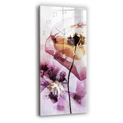 Horloge murale en verre rectangulaire Fleurs de pavot sèches