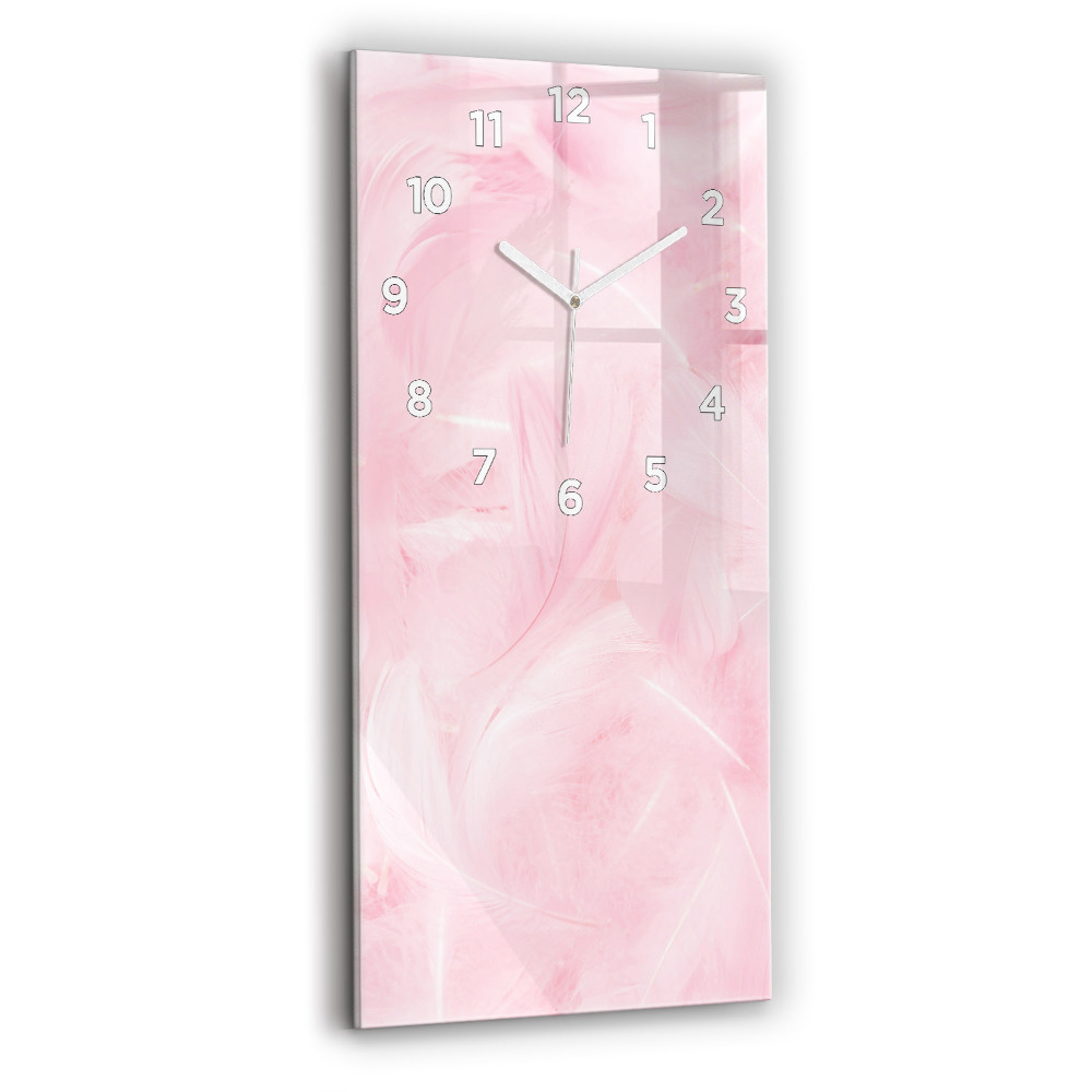 Horloge verticale en verre Plumes abstraites