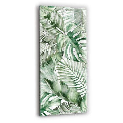 Horloge murale en verre rectangulaire Feuilles de plantes peintes