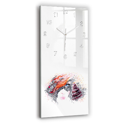 Horloge murale en verre rectangulaire Femme douce avec un gâteau