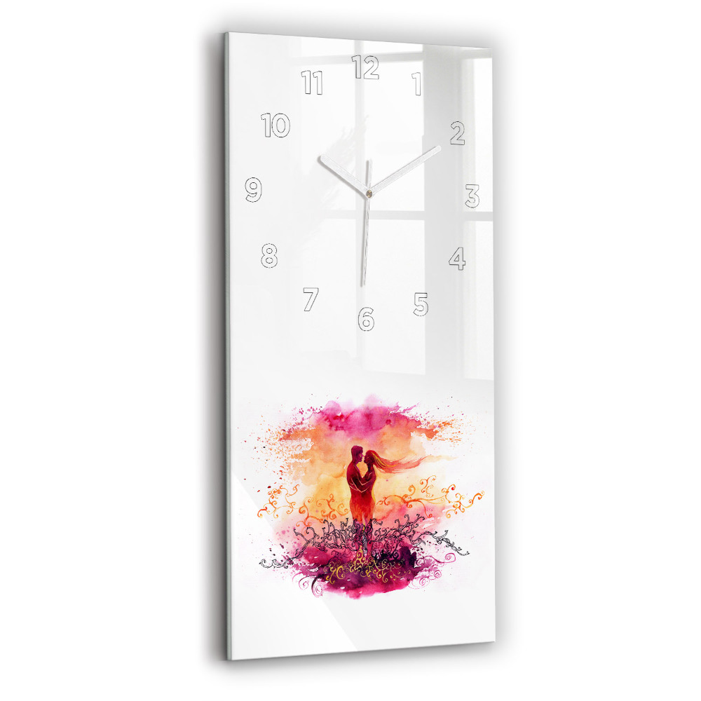 Horloge rectangulaire verticale Aquarelle d'un couple amoureux