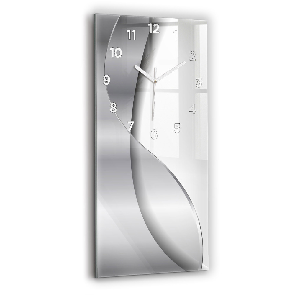 Horloge murale en verre rectangulaire Abstraction argentée