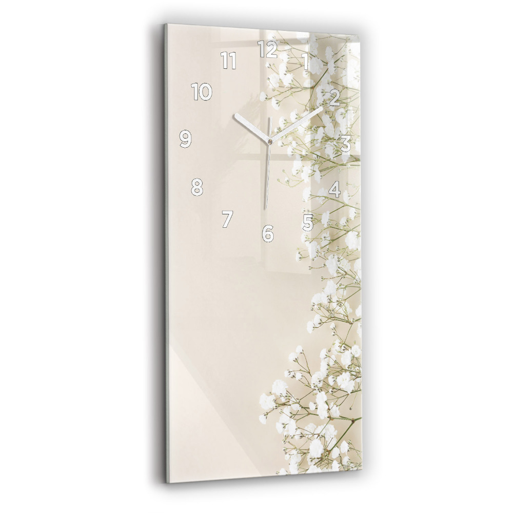 Horloge rectangulaire verticale Fleurs de gypsophile