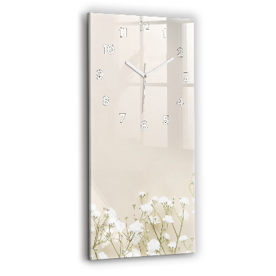 Horloge verticale en verre Fleurs de gypsophile