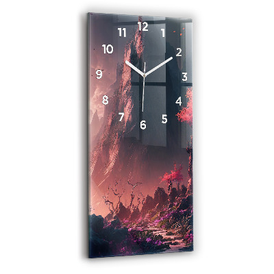Horloge verticale en verre Forêt et montagnes magiques