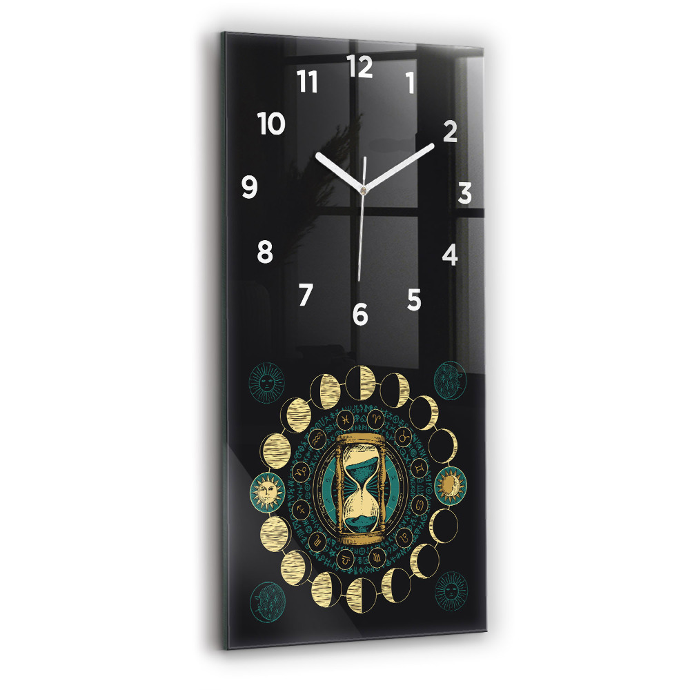 Horloge rectangulaire verticale Phases de la lune et sablier