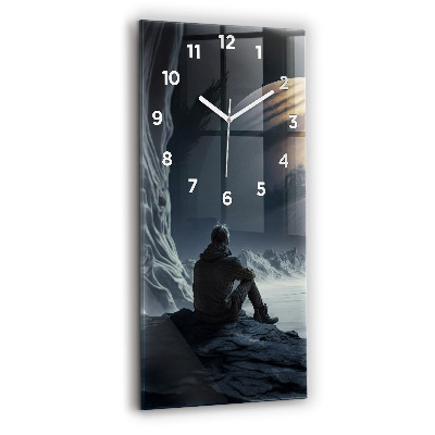 Horloge murale en verre rectangulaire Homme sur fond de lune