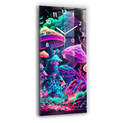 Horloge rectangulaire verticale Champignons néon