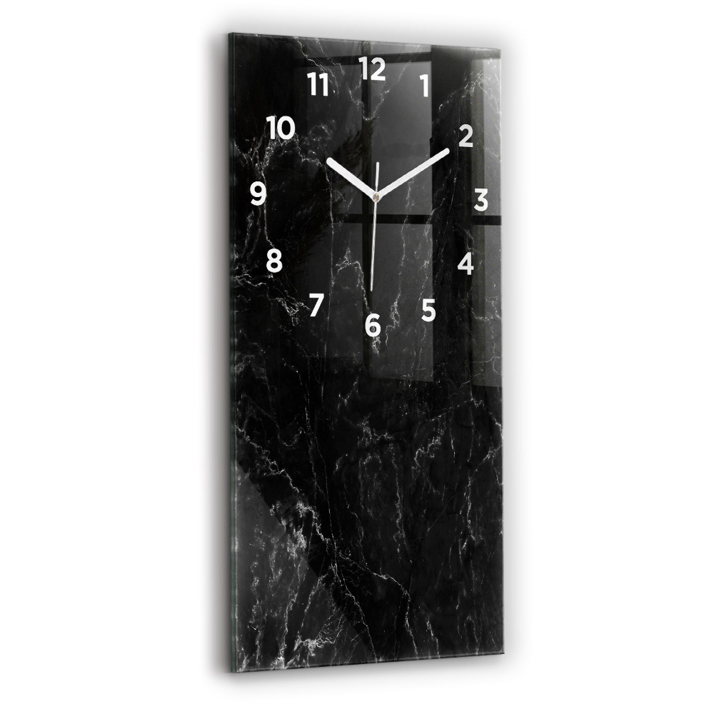 Horloge verticale en verre Marbre noir