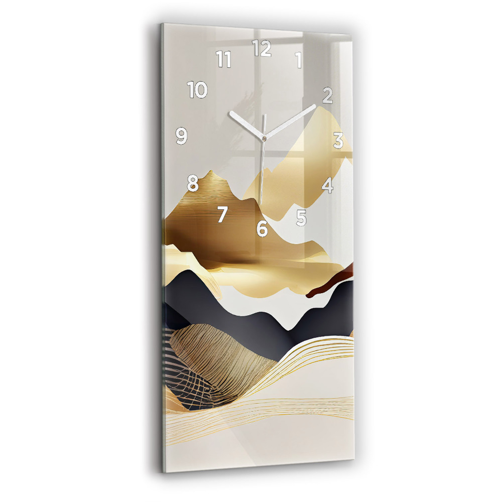 Horloge rectangulaire verticale Montagnes abstraites dorées