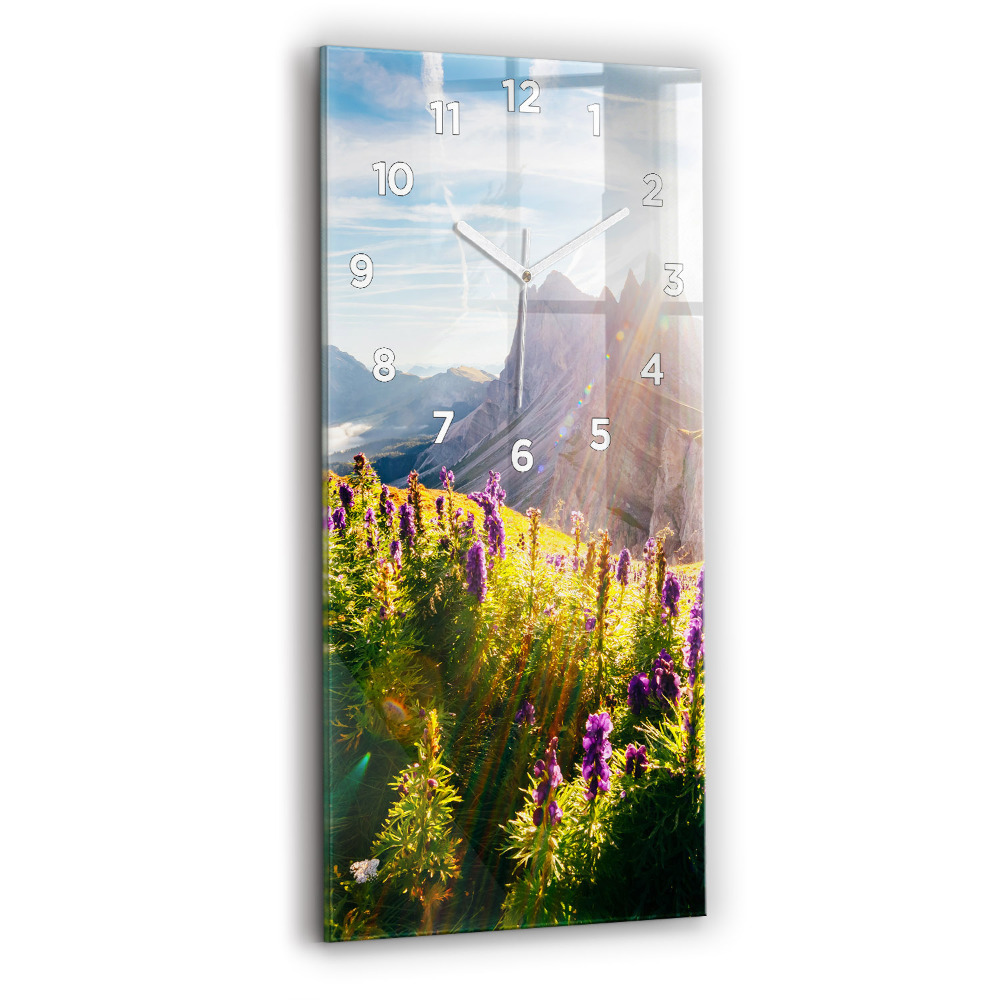 Horloge murale en verre rectangulaire Prairie de lavande