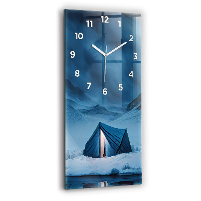 Horloge murale en verre rectangulaire Tente dans les montagnes d'Islande