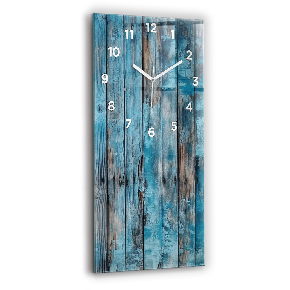 Horloge murale en verre rectangulaire Planches bleues