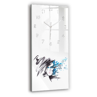 Horloge murale en verre rectangulaire Visage de femme abstrait