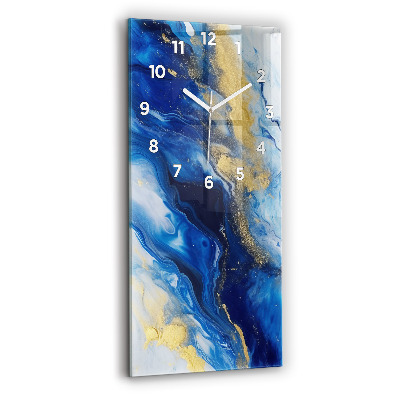 Horloge verticale en verre Marbre bleu