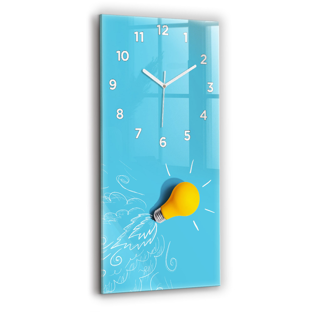 Horloge murale en verre rectangulaire Dessin d'ampoule