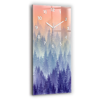 Horloge murale en verre rectangulaire Forêt dans la brume