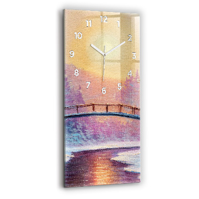 Horloge verticale en verre Arbre de Noël et pont
