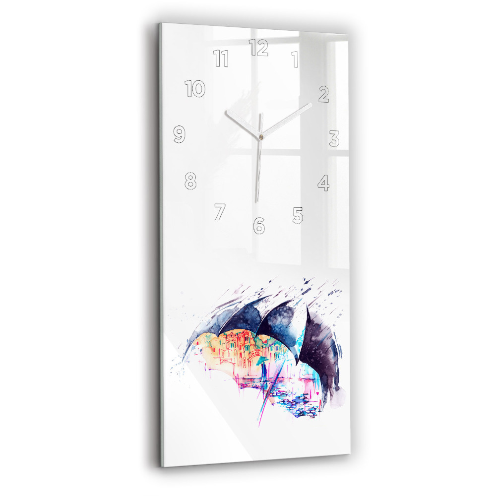 Horloge rectangulaire verticale Parapluie et ville