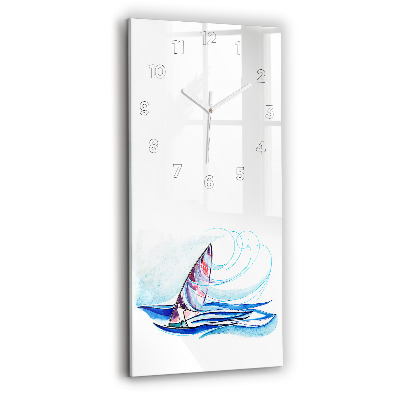 Horloge murale en verre rectangulaire Planche de surf