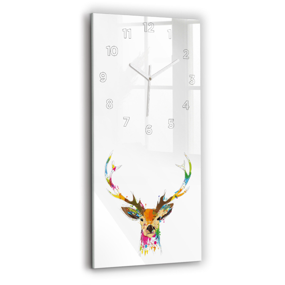 Horloge rectangulaire verticale Tête de cerf colorée