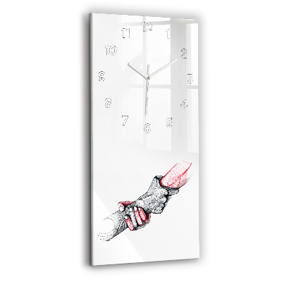 Horloge murale en verre rectangulaire Mains tendues