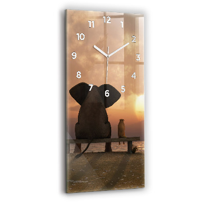 Horloge rectangulaire verticale Animaux et coucher de soleil