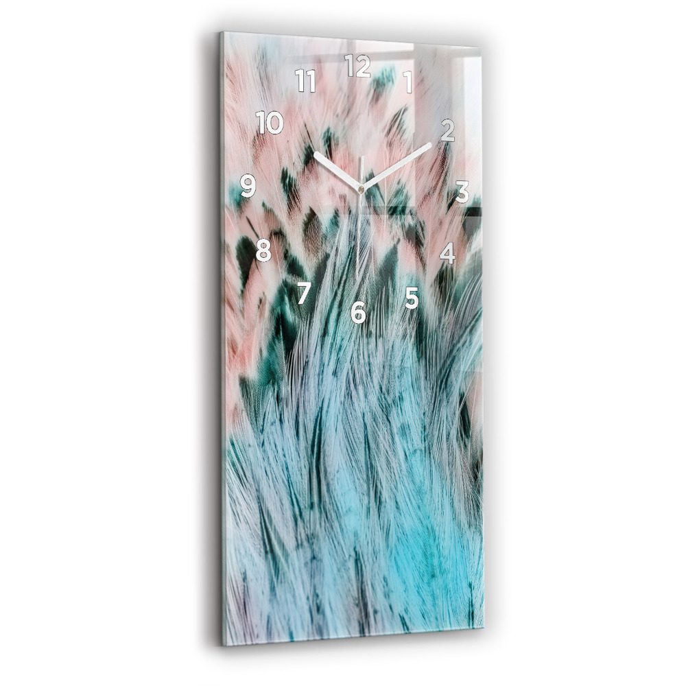 Horloge murale en verre rectangulaire Plumes colorées
