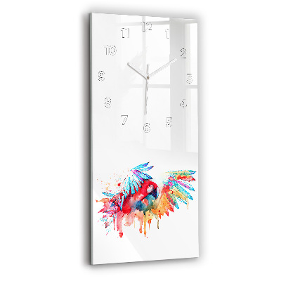 Horloge murale en verre rectangulaire Perroquet rouge coloré