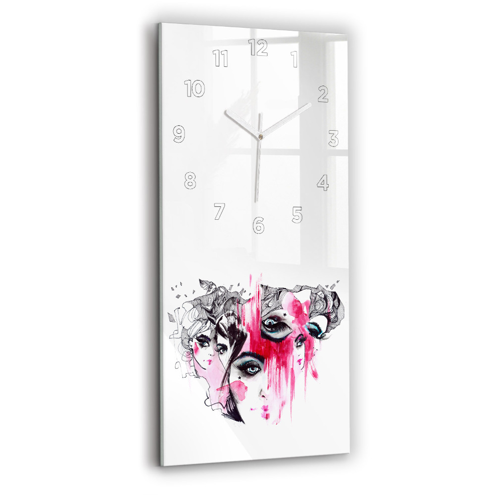 Horloge verticale en verre Abstraction aux multiples visages