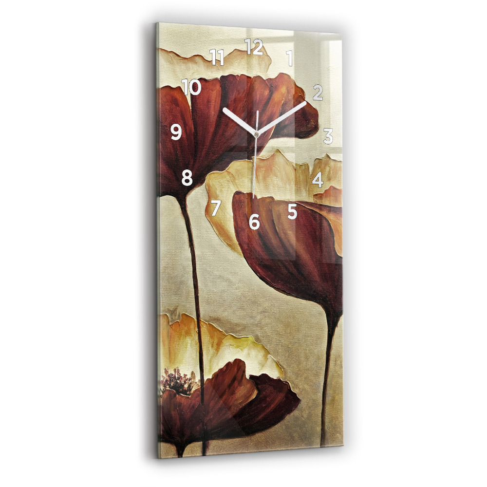 Horloge murale en verre rectangulaire Coquelicots peints