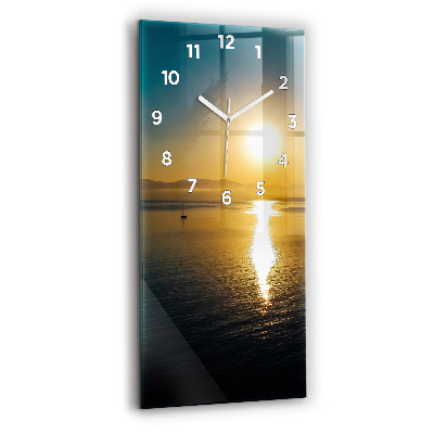 Horloge murale en verre rectangulaire Paysage de lever de soleil