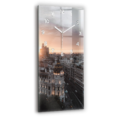 Horloge verticale en verre Villes au coucher du soleil